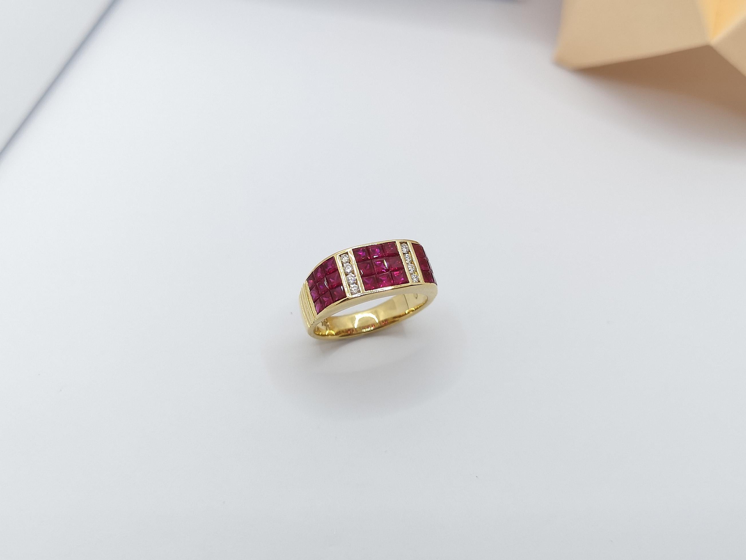 Ruby with Diamond Ring Set in 18 Karat Gold Settings For Sale 3