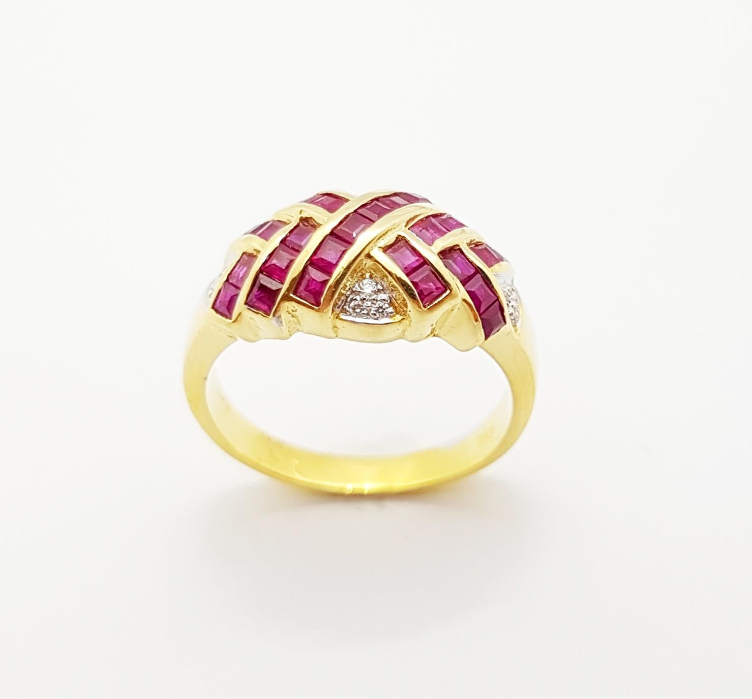 Ruby with Diamond  Ring set in 18 Karat Gold Settings For Sale 2