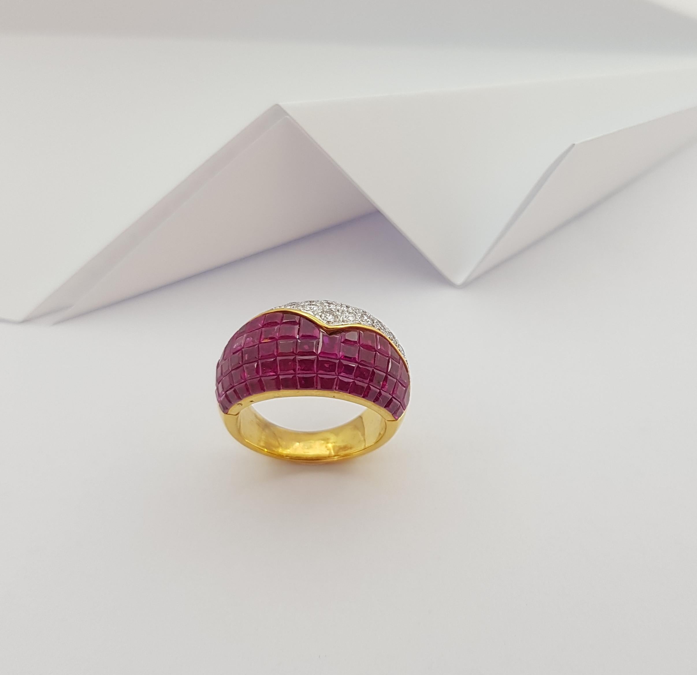 Rubin mit Diamantring in 18 Karat Gold gefasst im Angebot 5