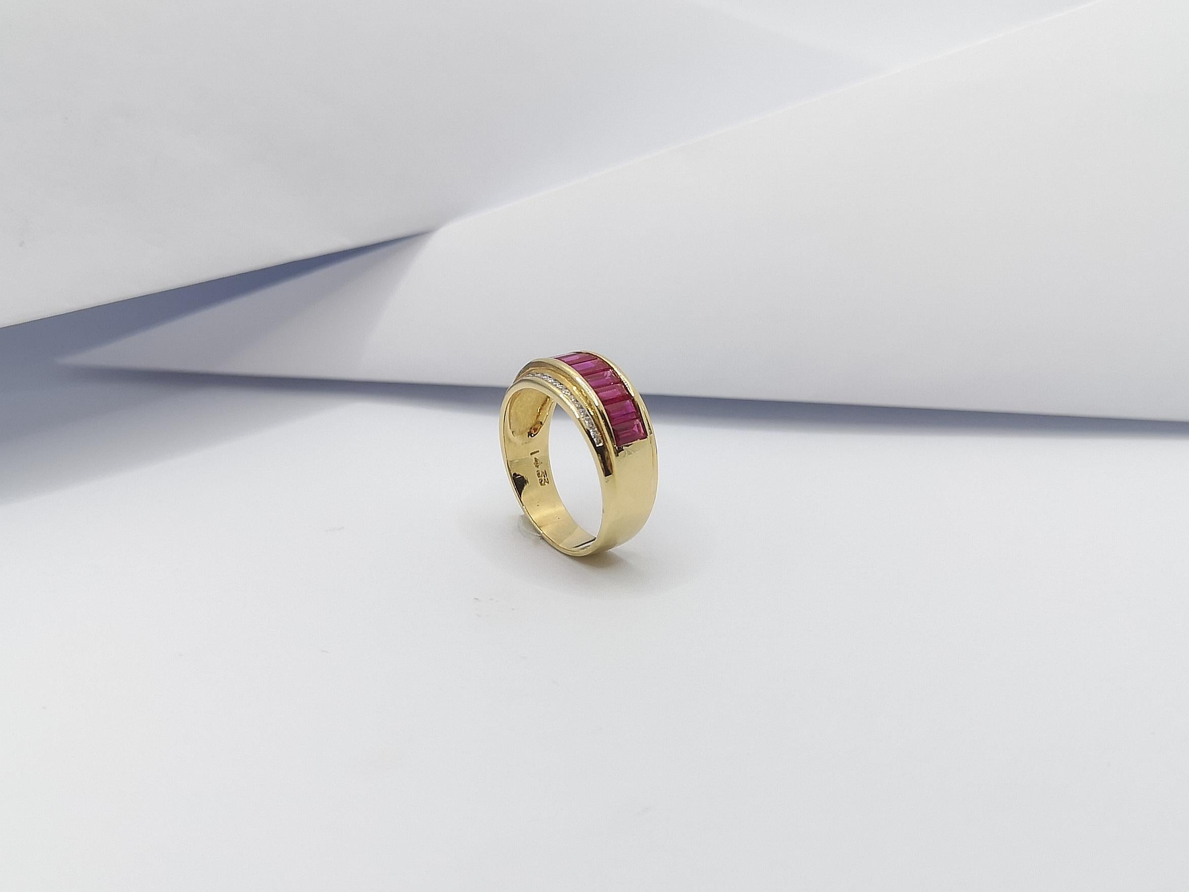 Ruby with Diamond Ring Set in 18 Karat Gold Settings For Sale 3