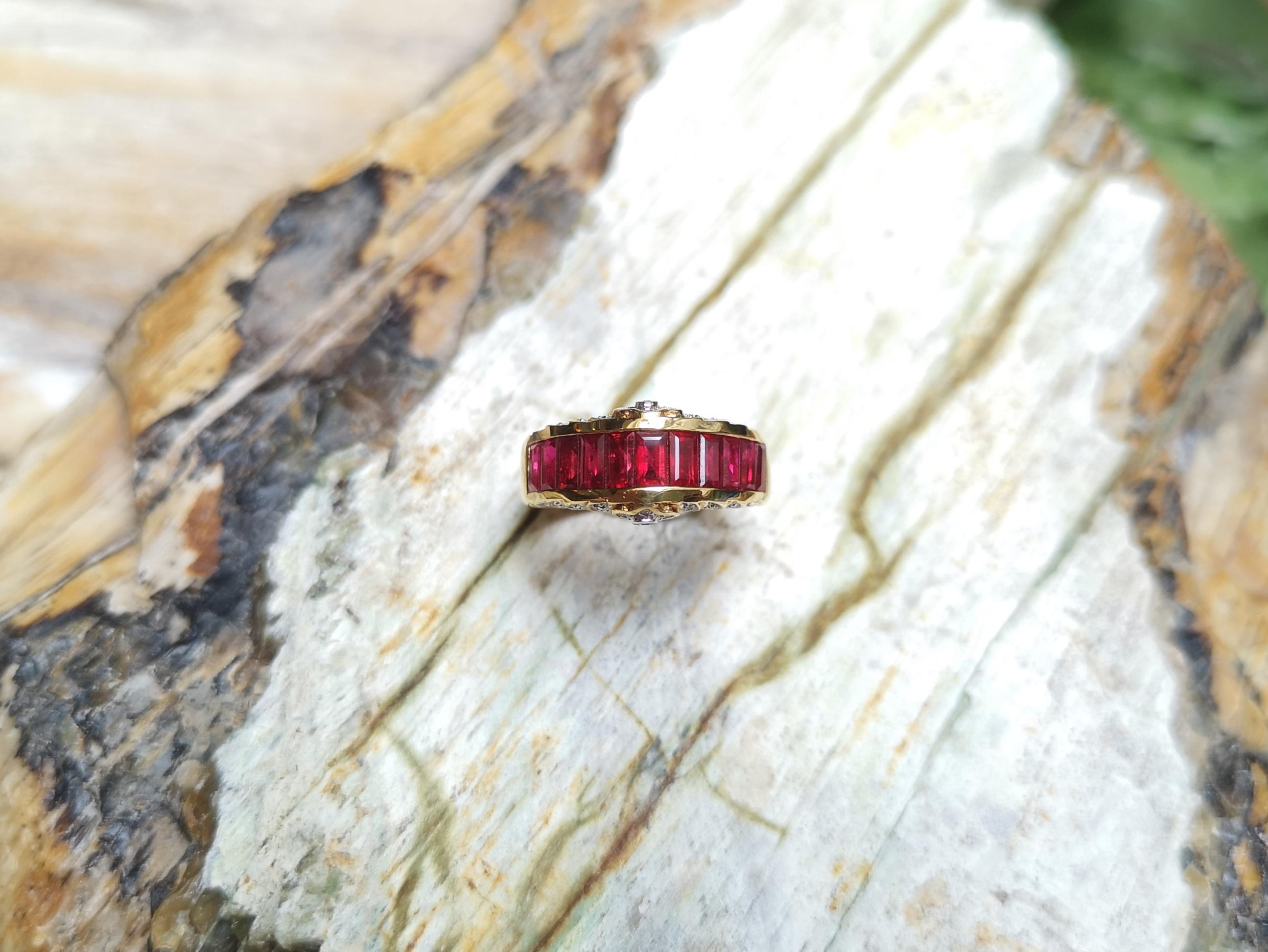Ruby with Diamond Ring Set in 18 Karat Gold Settings 8
