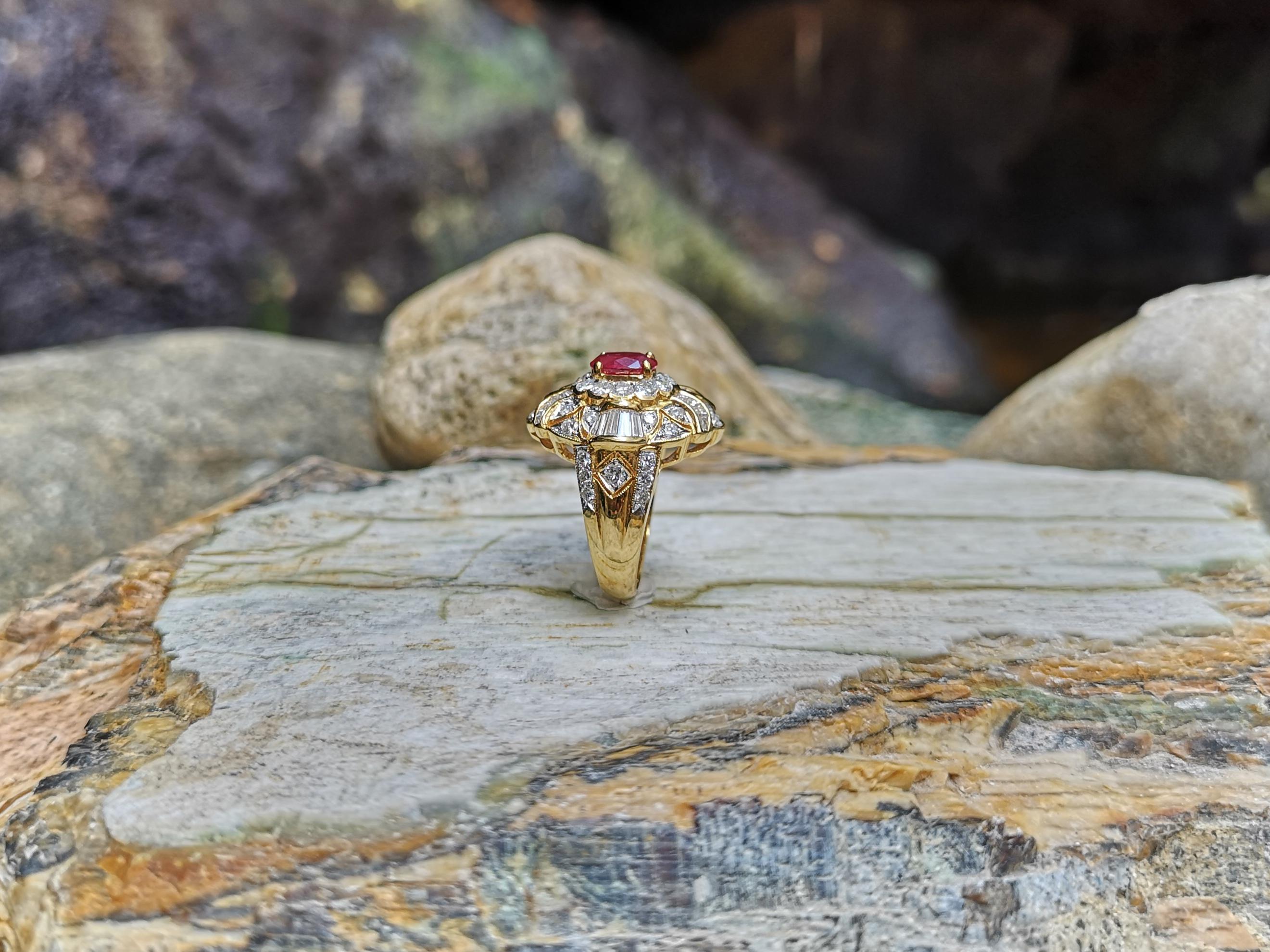 Ruby with Diamond Ring set in 18 Karat Gold Settings For Sale 7