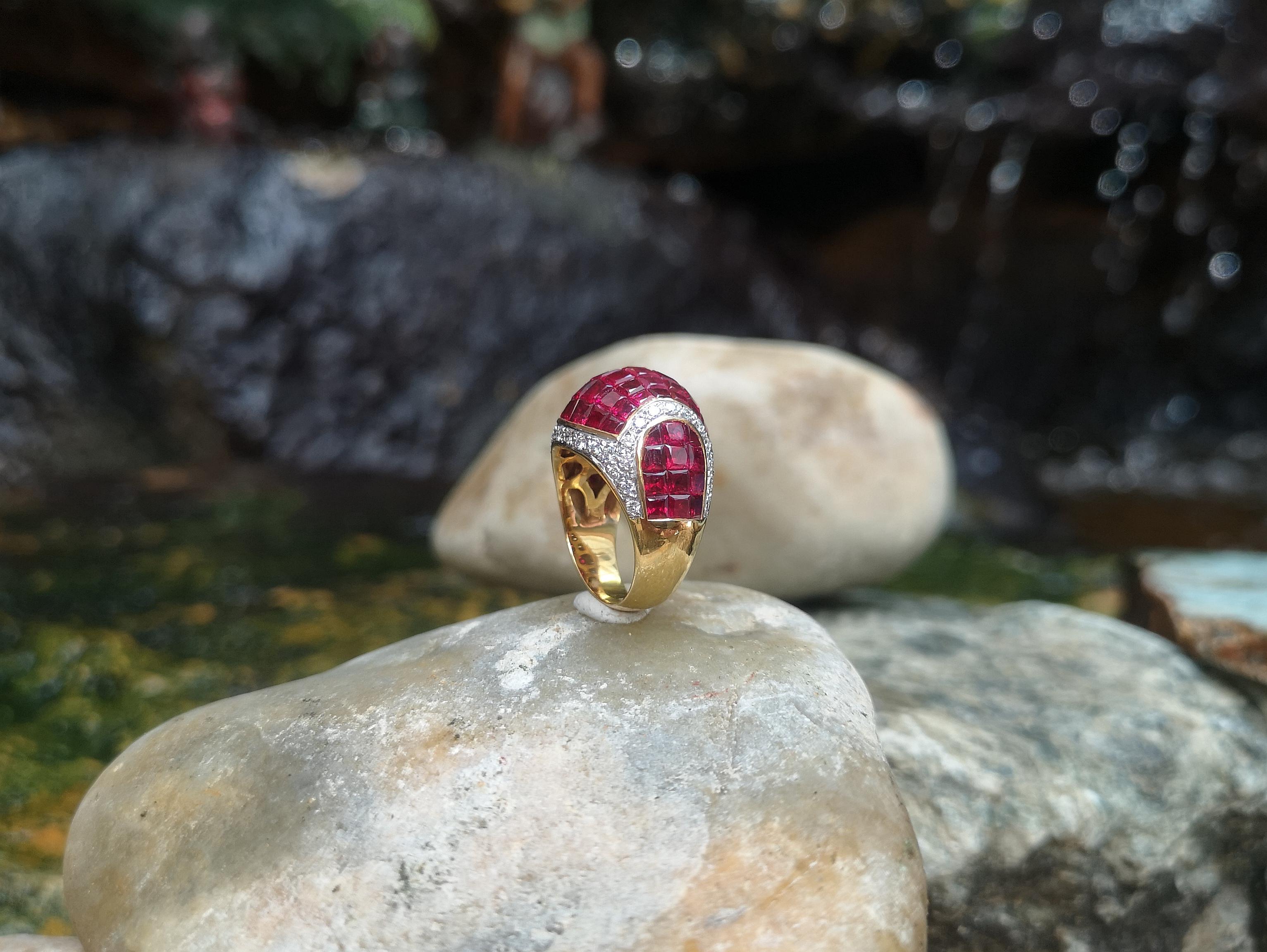 Rubin-Ring mit Diamanten in 18 Karat Gold gefasst im Angebot 7