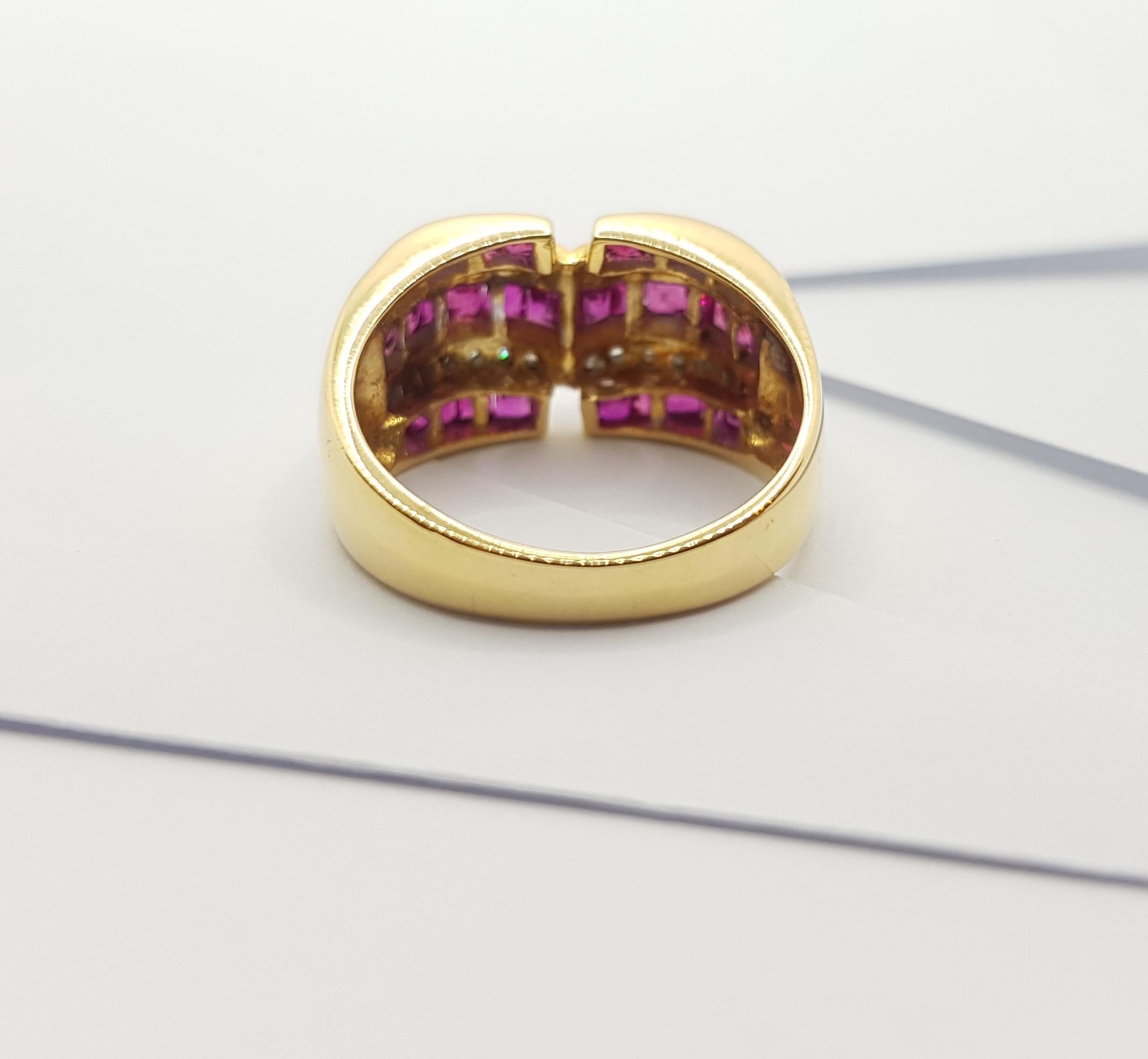 Ruby with Diamond Ring Set in 18 Karat Gold Settings 7