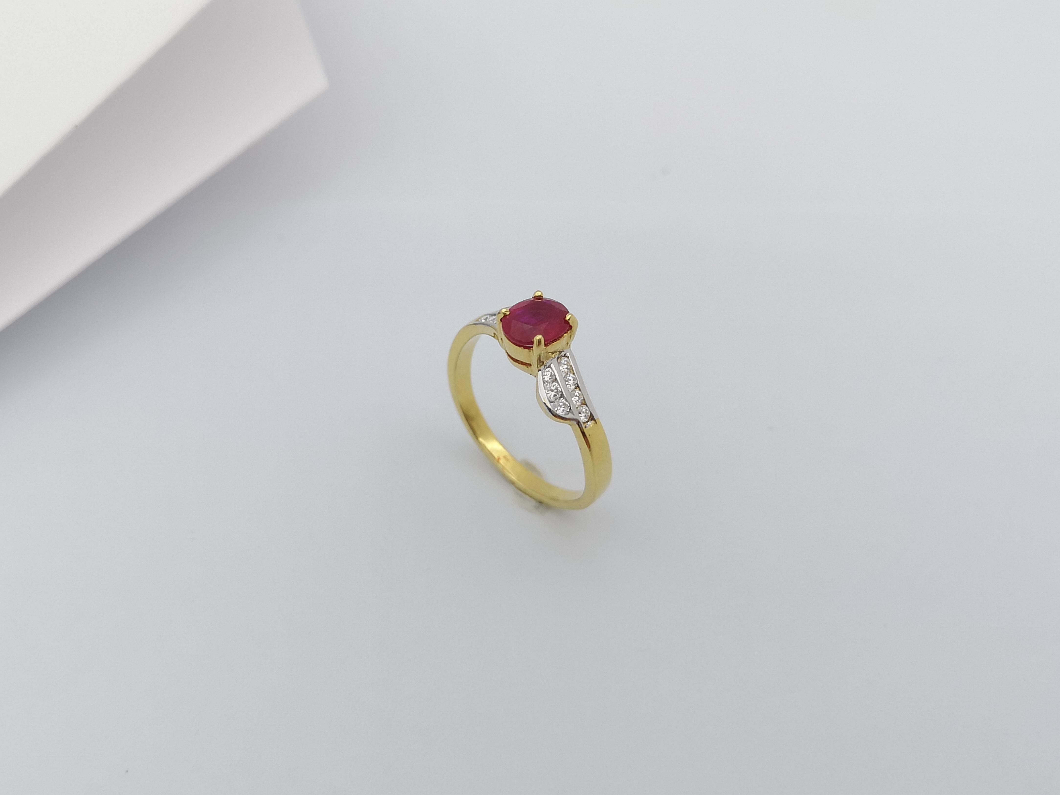 Ruby  with Diamond  Ring set in 18 Karat Gold Settings For Sale 7