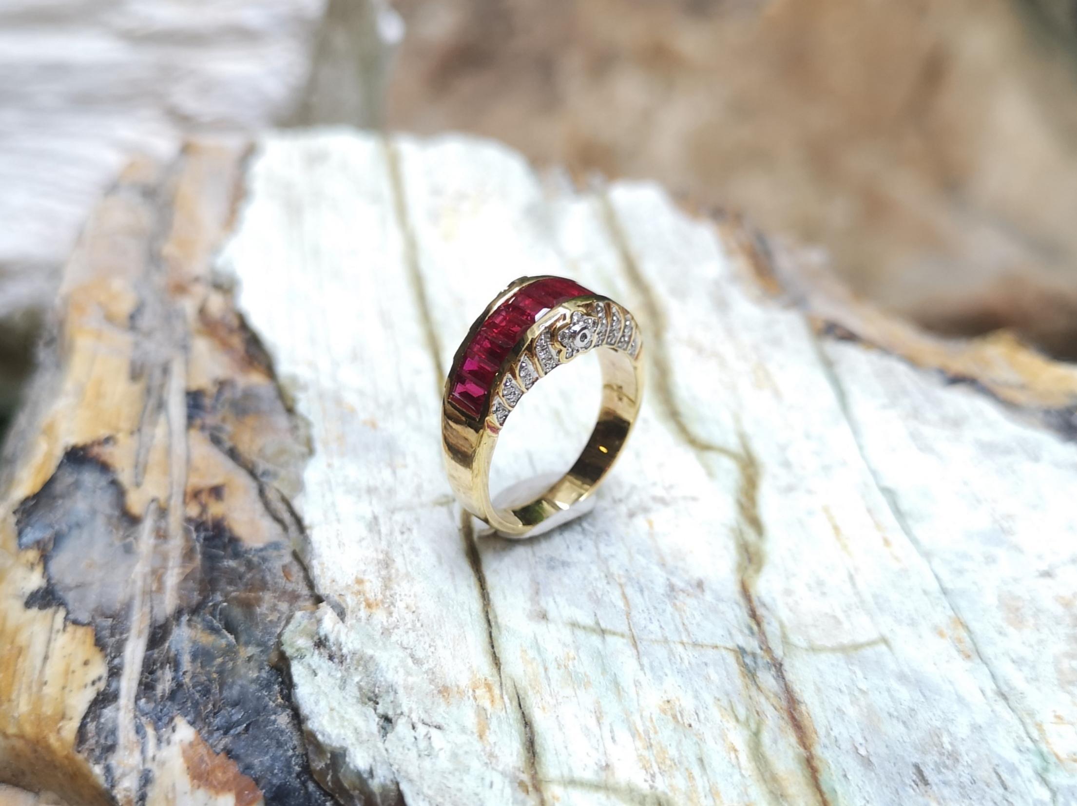 Ruby with Diamond Ring Set in 18 Karat Gold Settings 9