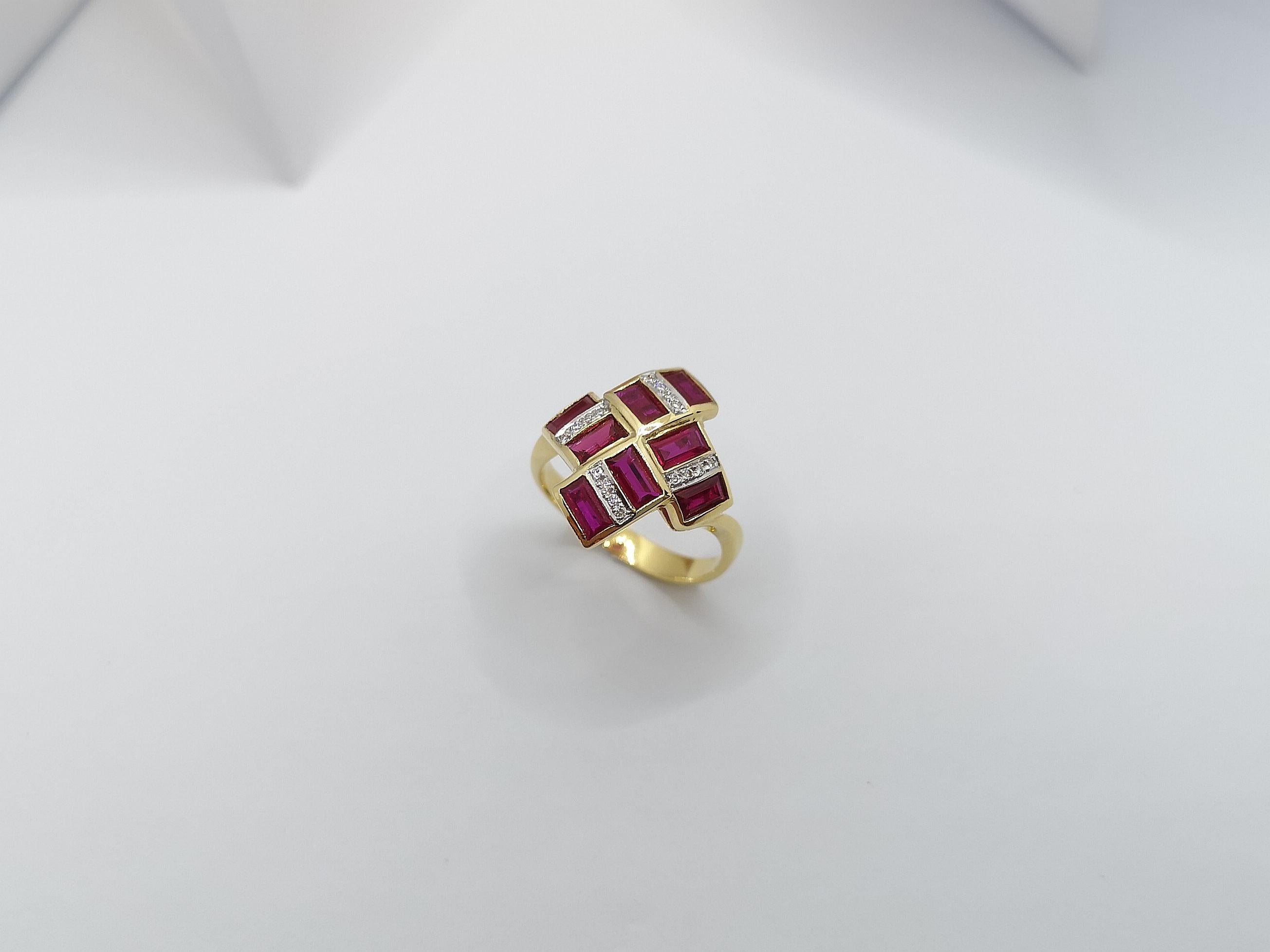 Ruby with Diamond Ring Set in 18 Karat Gold Settings For Sale 8