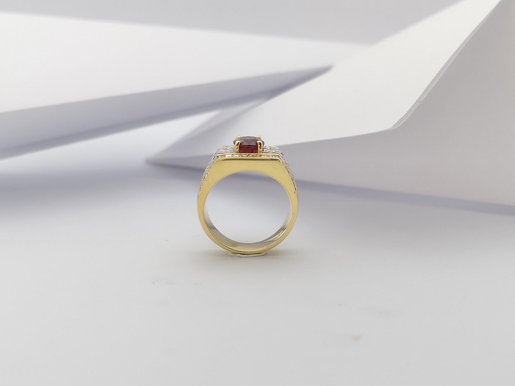 Ruby with Diamond Ring Set in 18 Karat Gold Settings For Sale 8