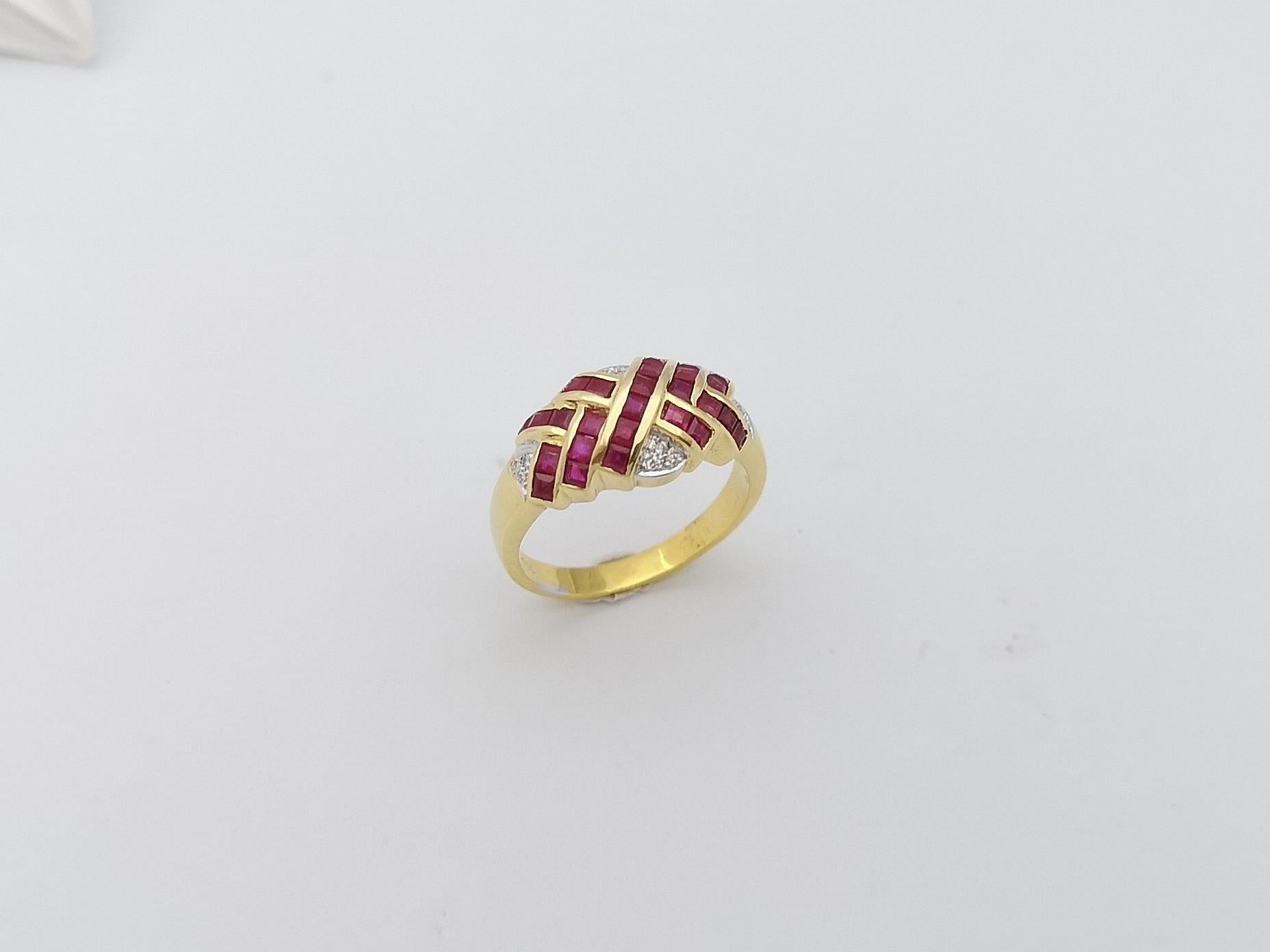Ruby with Diamond  Ring set in 18 Karat Gold Settings For Sale 5