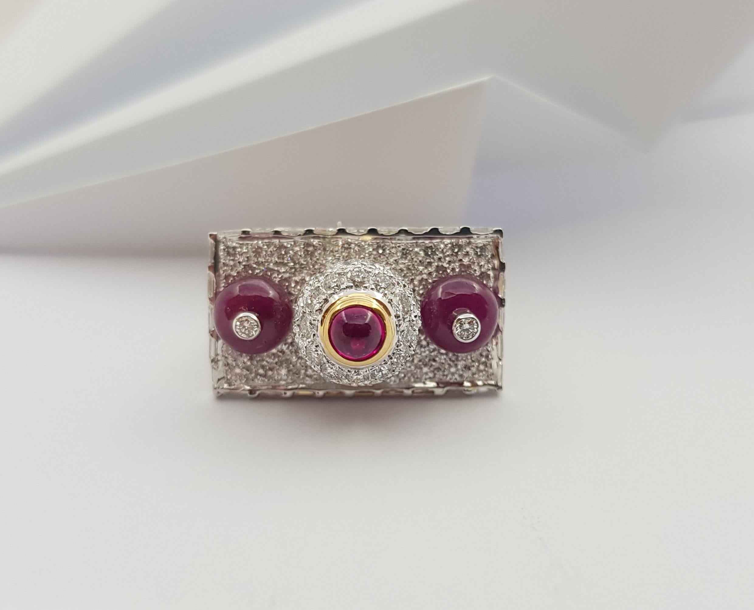 Ruby with Diamond Ring Set in 18 Karat Gold Settings For Sale 8