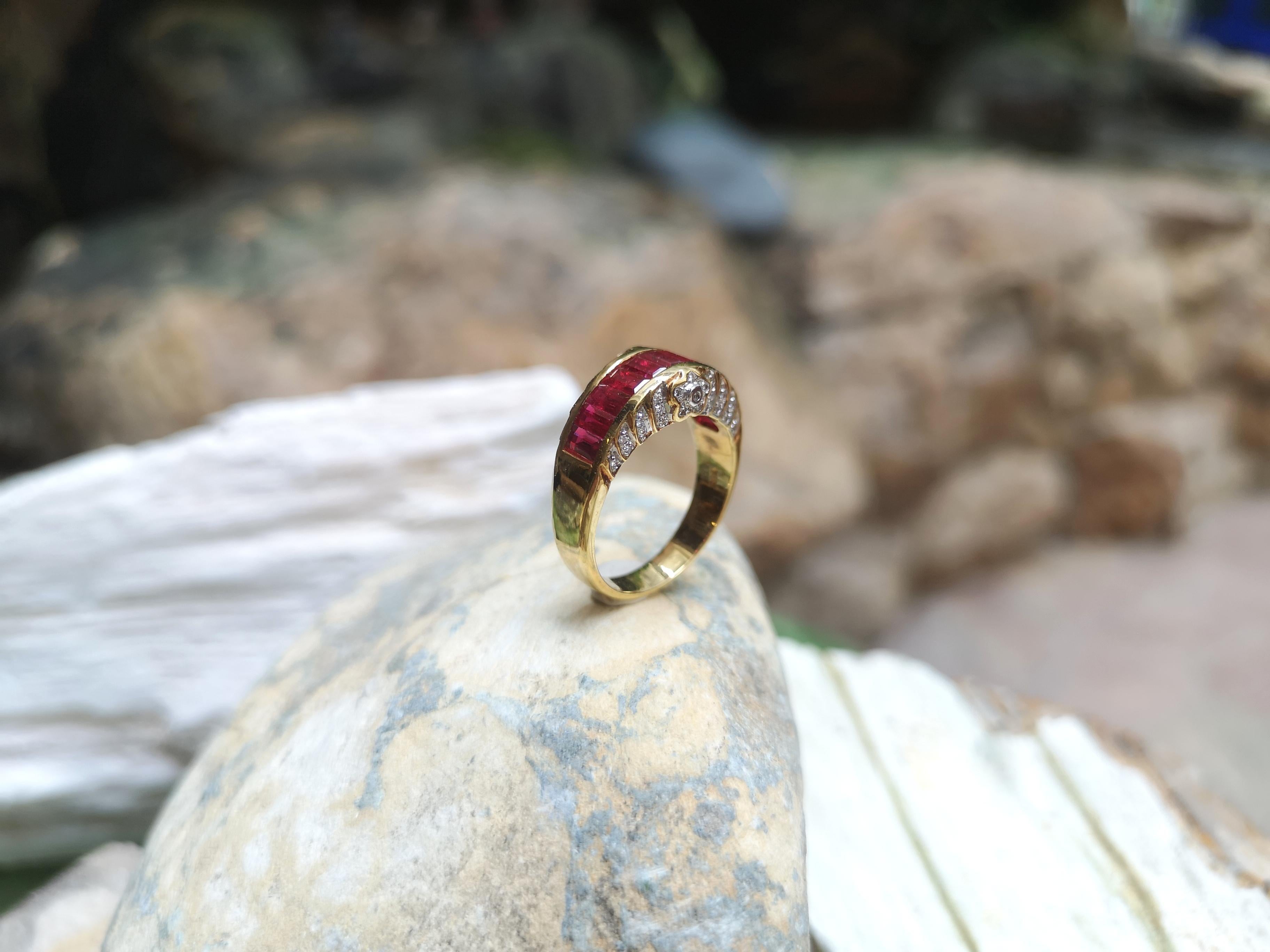 Ruby with Diamond Ring Set in 18 Karat Gold Settings 10