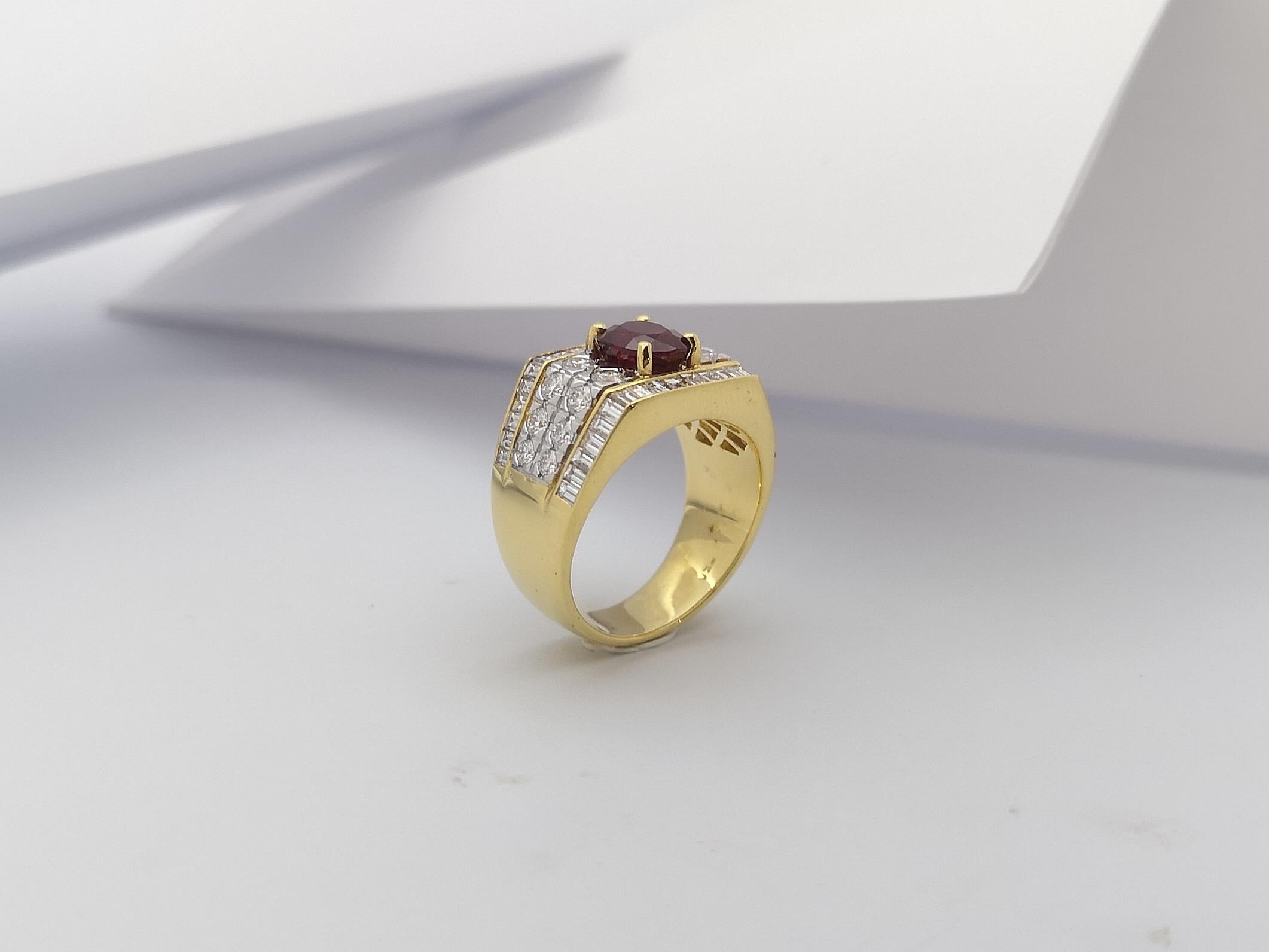 Ruby with Diamond Ring Set in 18 Karat Gold Settings For Sale 9