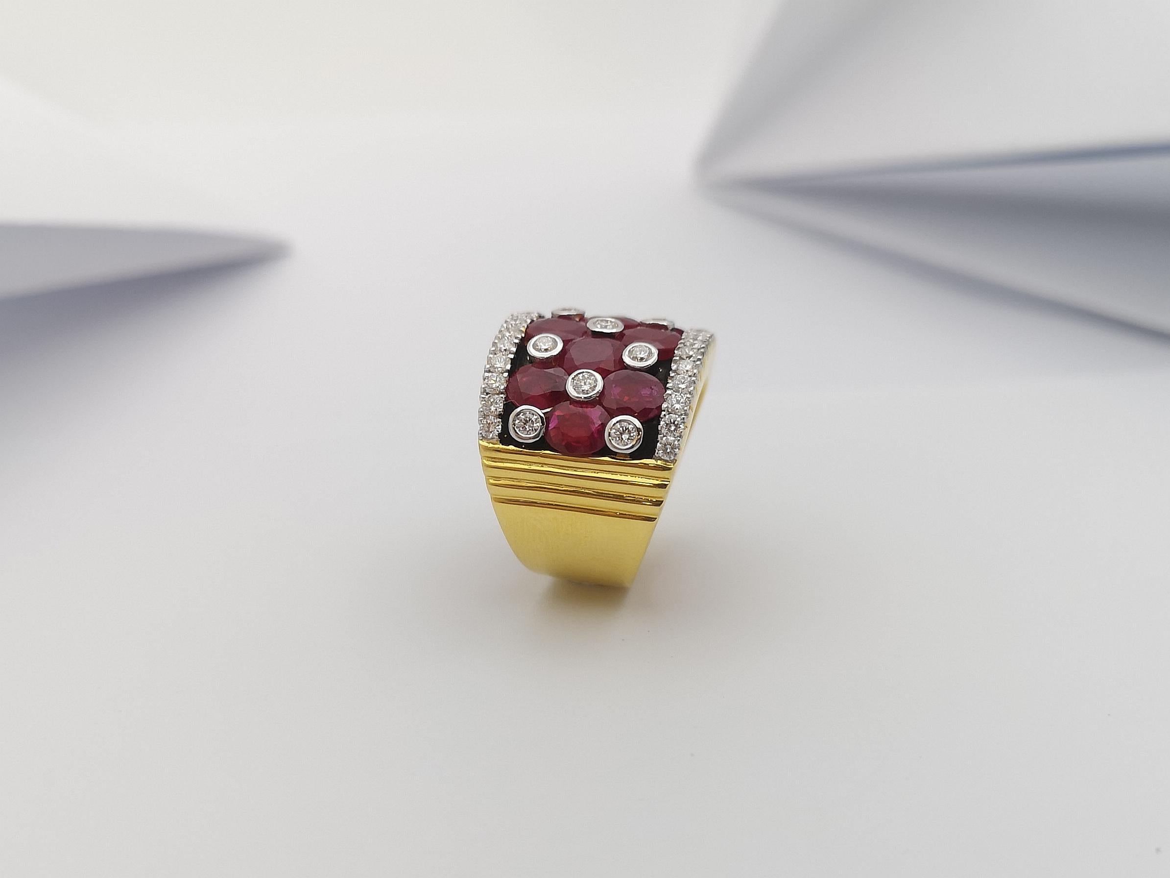 Ruby with Diamond  Ring set in 18 Karat Gold Settings For Sale 9