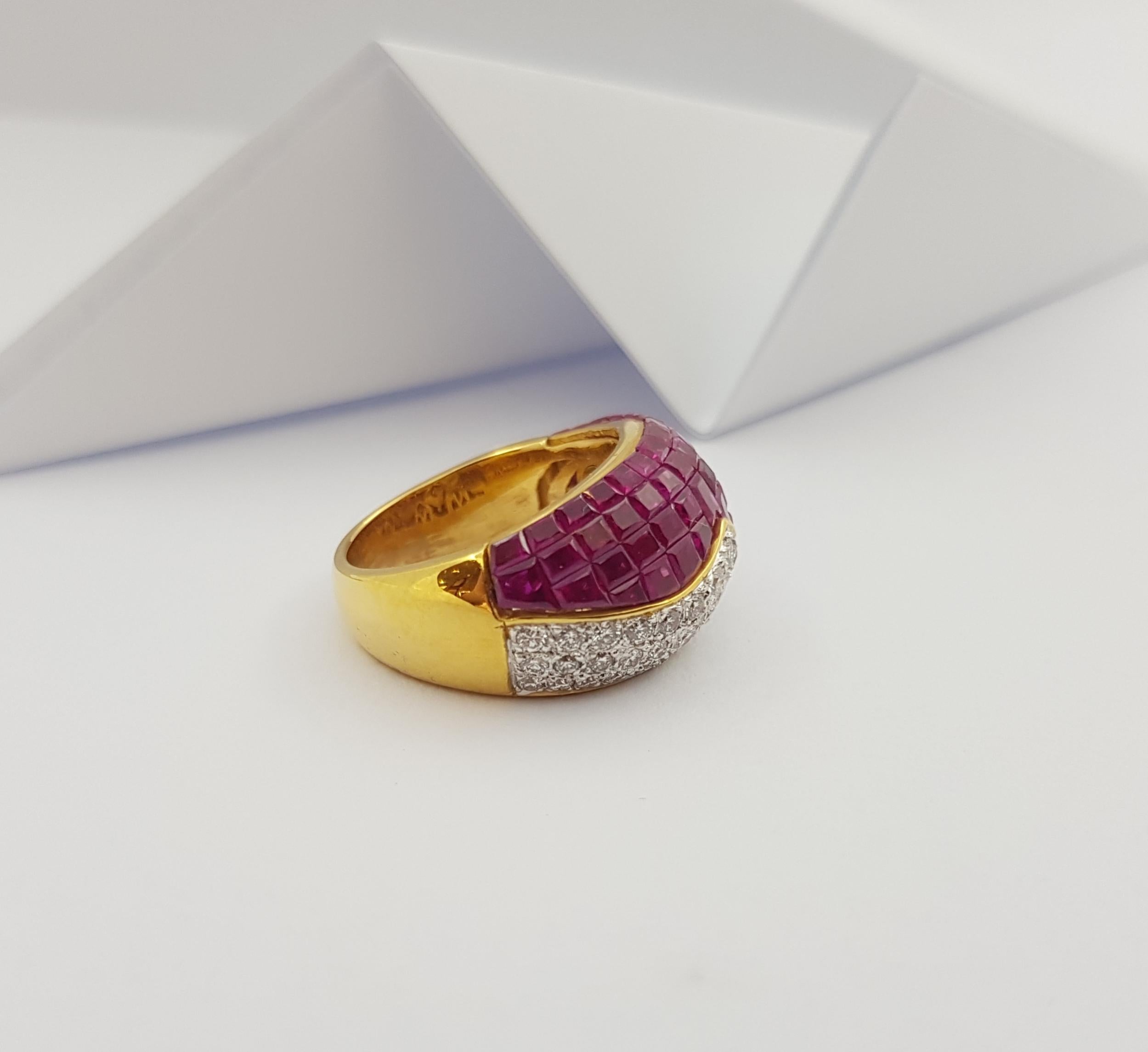 Rubin mit Diamantring in 18 Karat Gold gefasst im Angebot 9