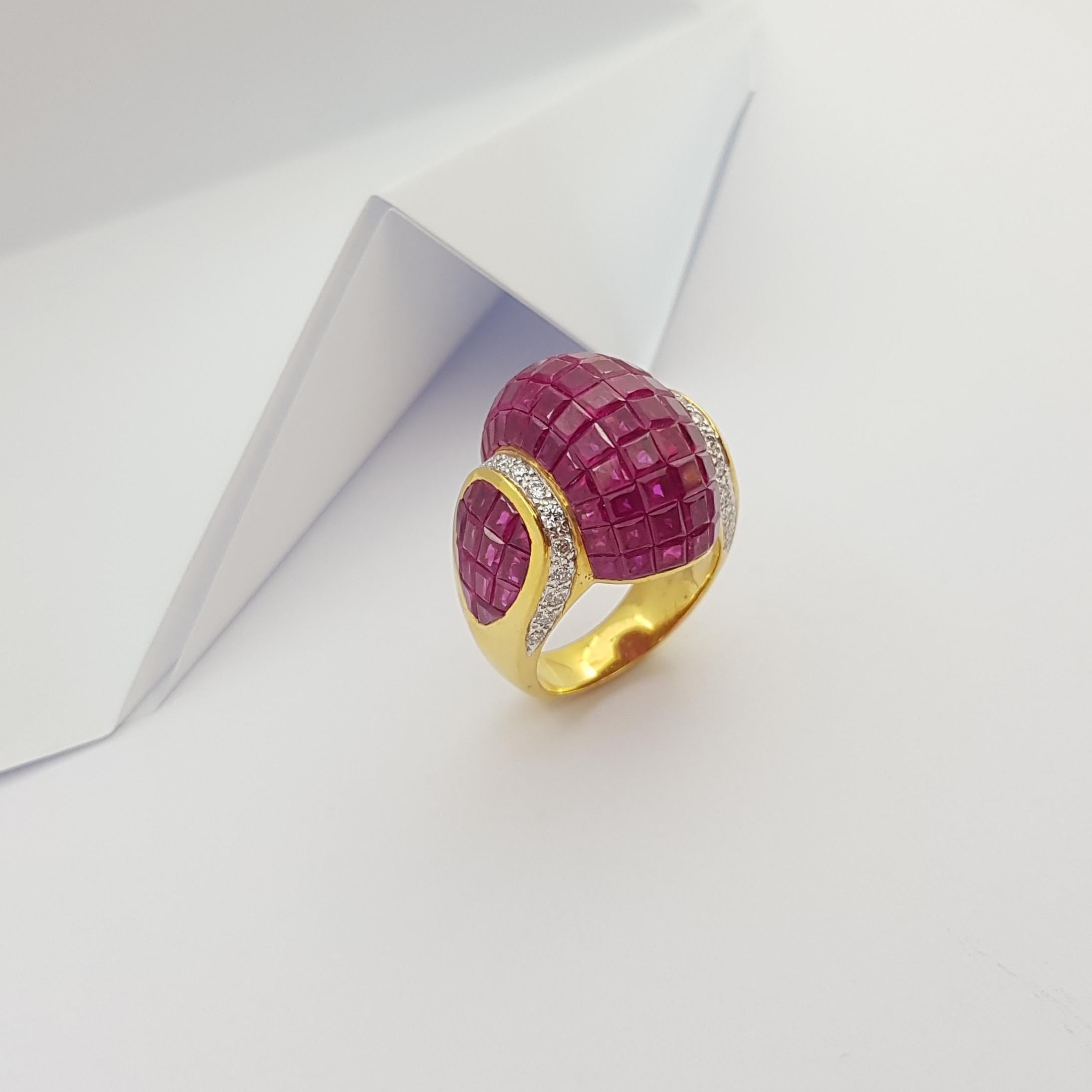 Ruby with Diamond Ring set in 18 Karat Gold Settings For Sale 9