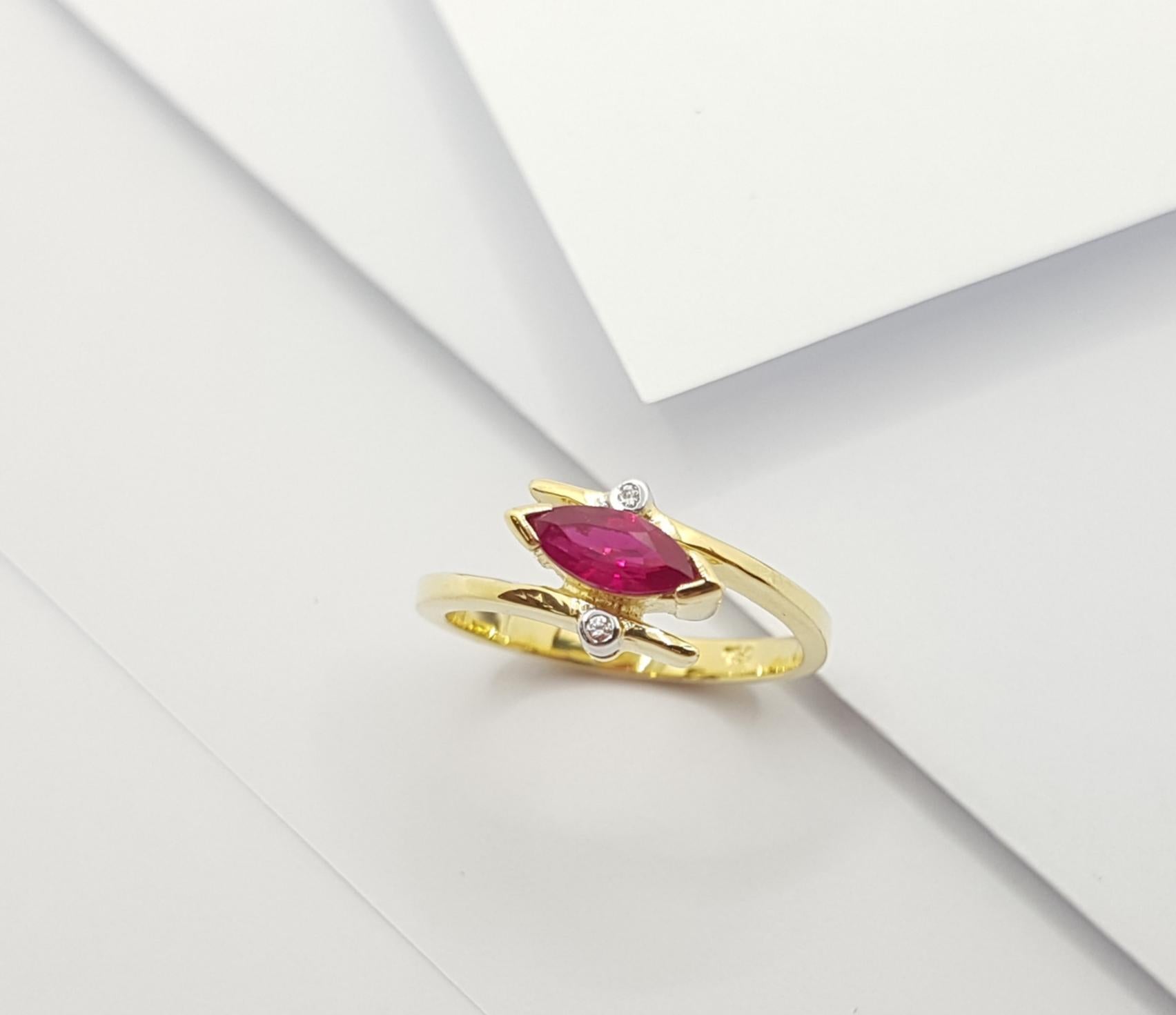 Ruby with Diamond Ring Set in 18 Karat Gold Settings For Sale 10