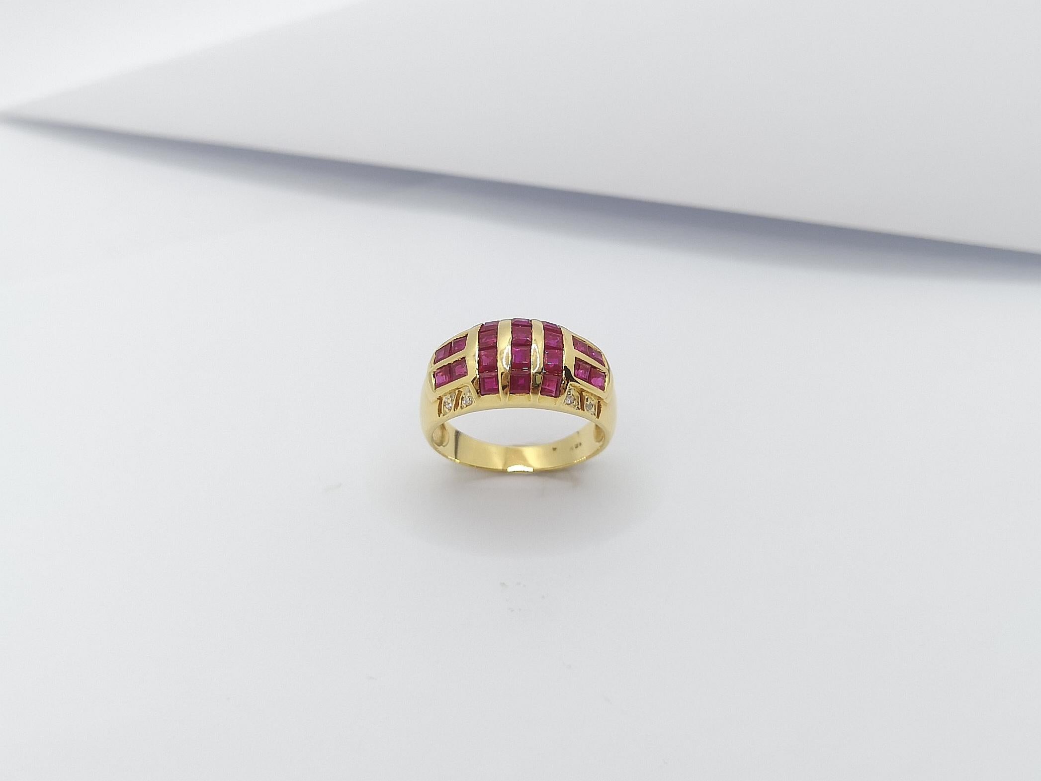 Ruby with Diamond Ring Set in 18 Karat Gold Settings For Sale 10