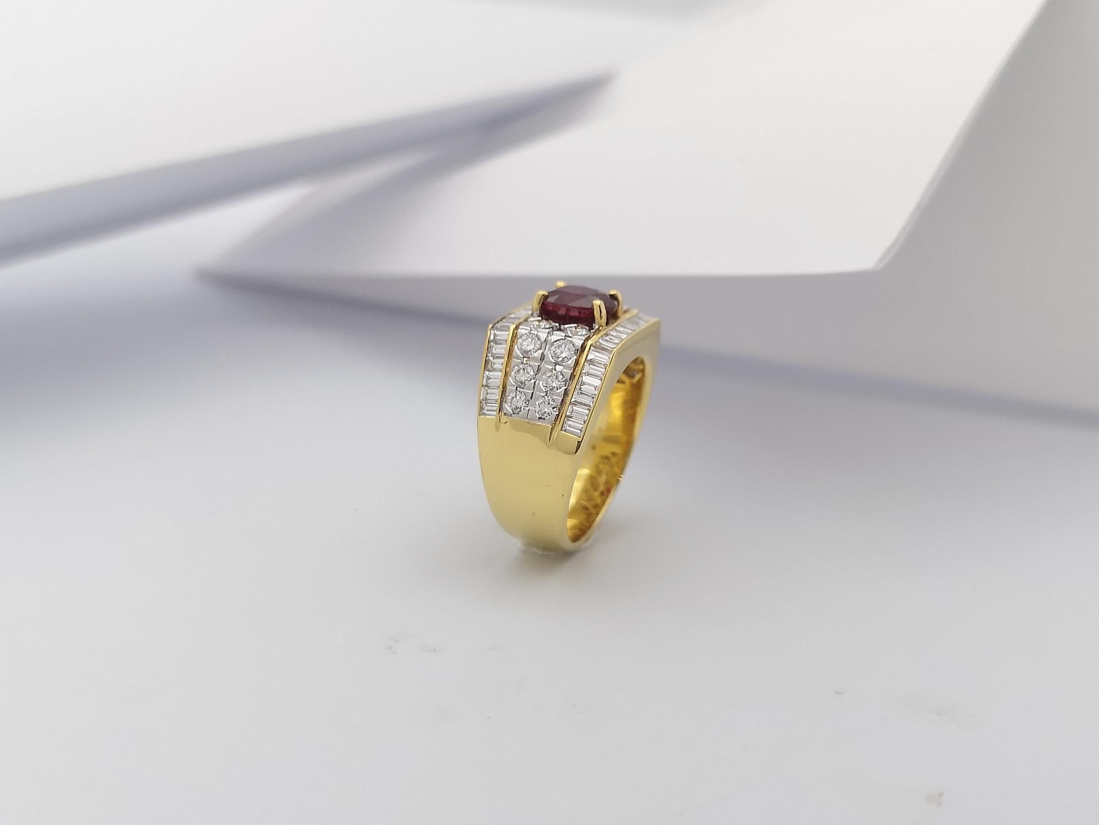 Ruby with Diamond Ring Set in 18 Karat Gold Settings For Sale 10