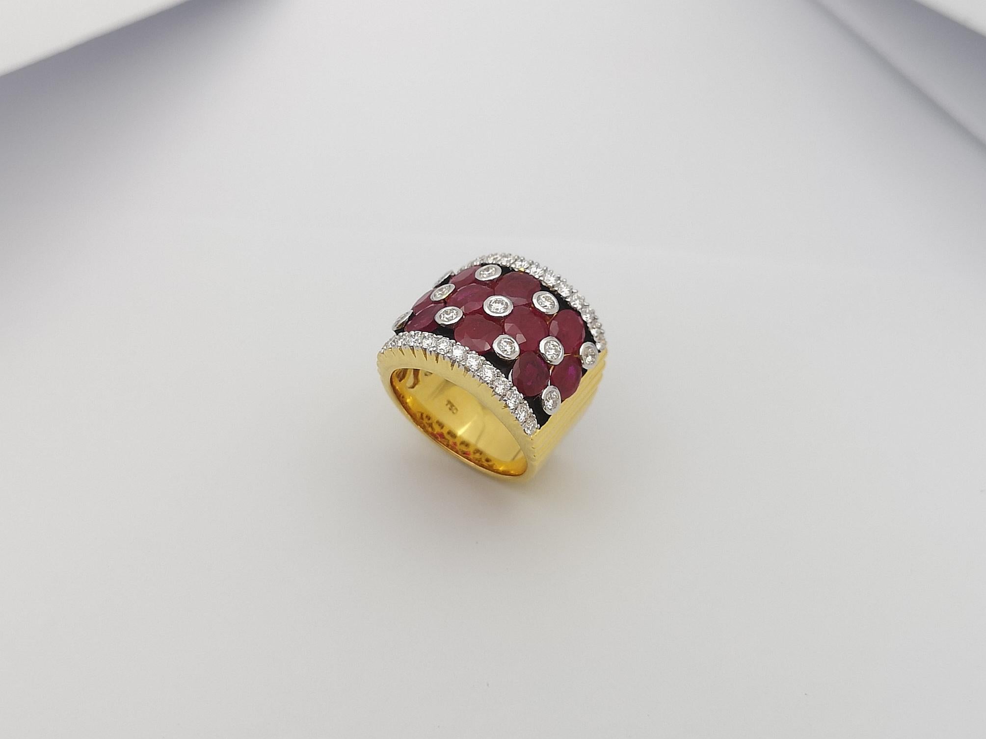 Ruby with Diamond  Ring set in 18 Karat Gold Settings For Sale 10