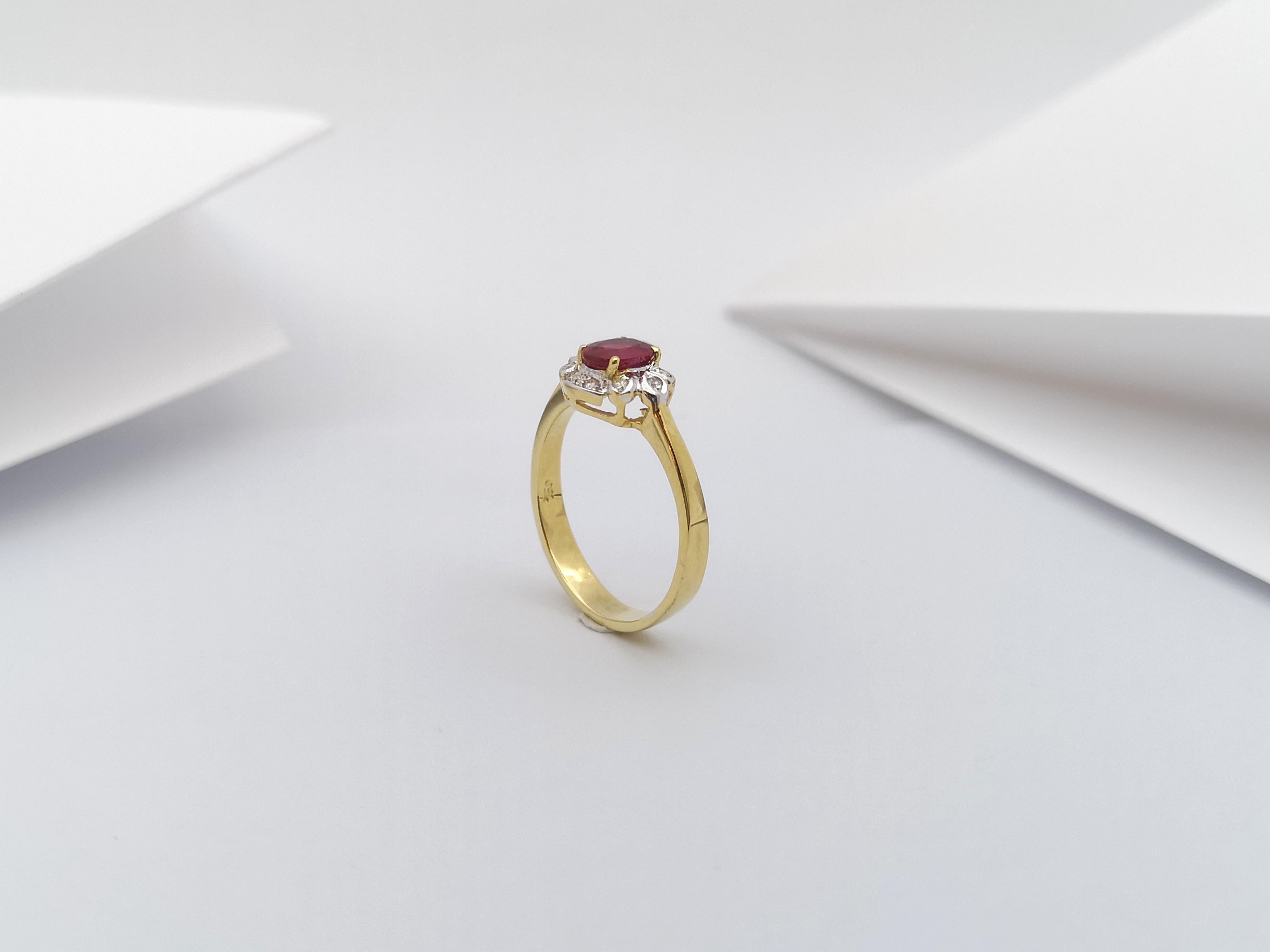 Ruby with Diamond Ring Set in 18 Karat Gold Settings For Sale 9