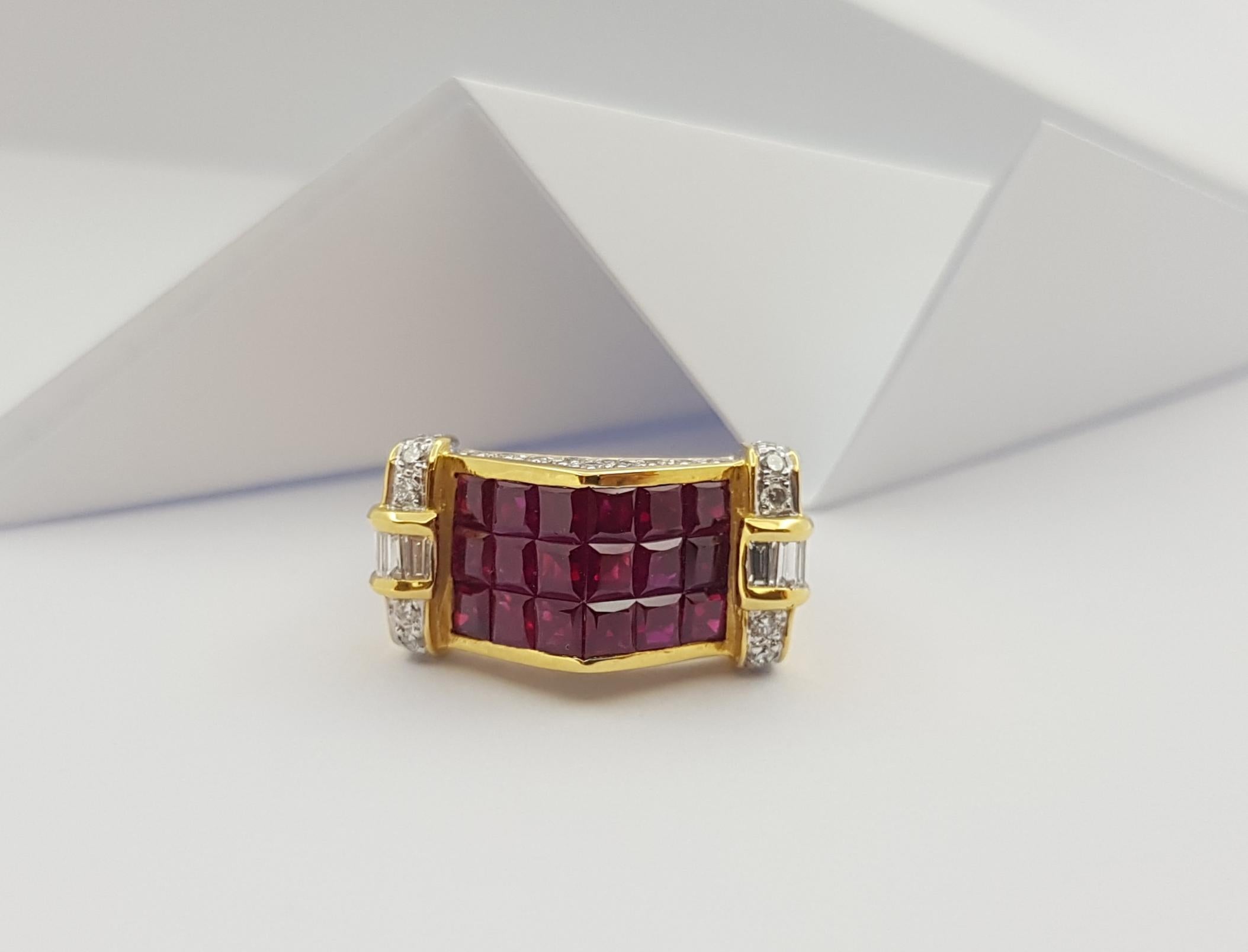 Ruby with Diamond Ring Set in 18 Karat Gold Settings For Sale 10