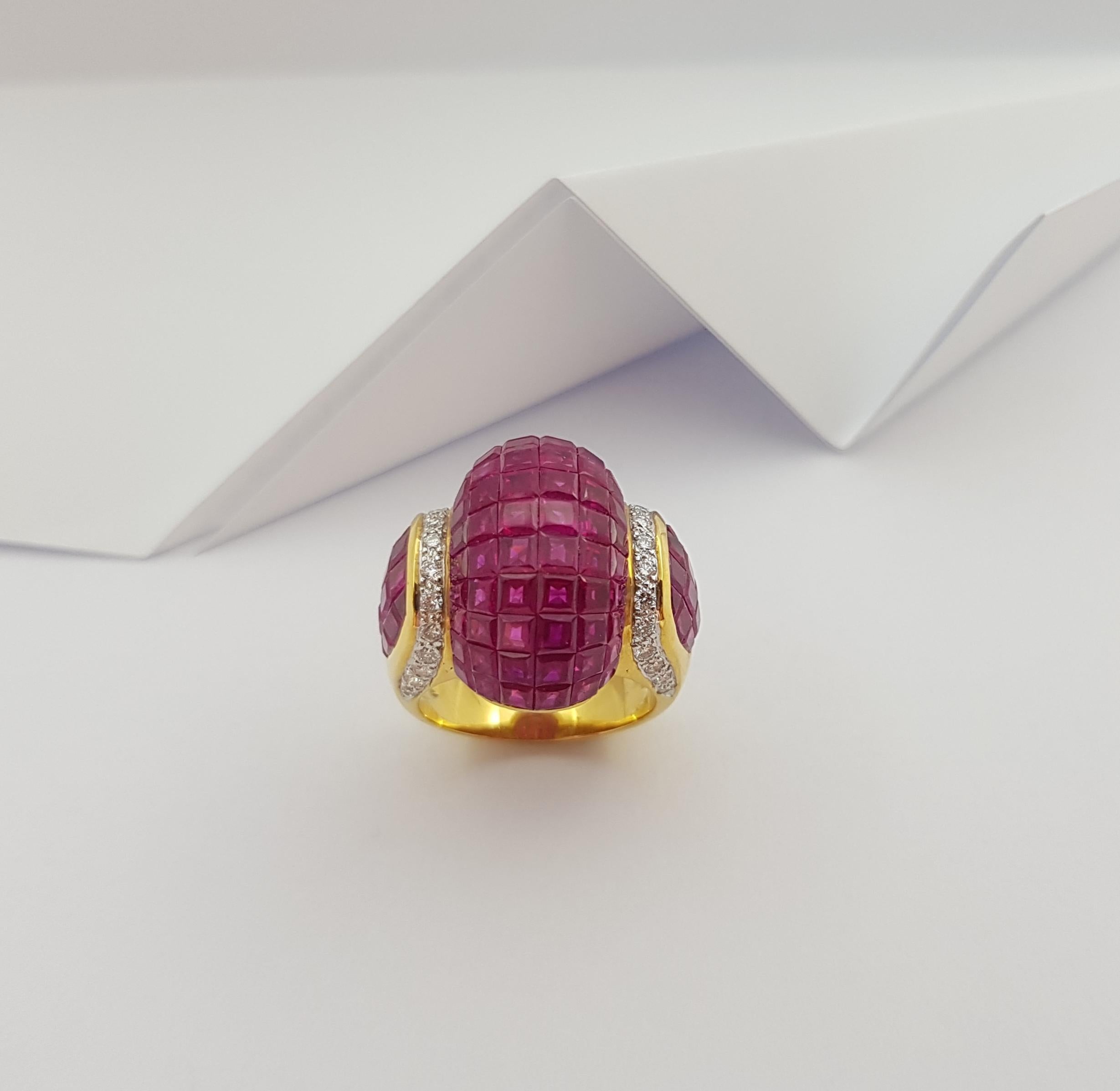 Ruby with Diamond Ring set in 18 Karat Gold Settings For Sale 10