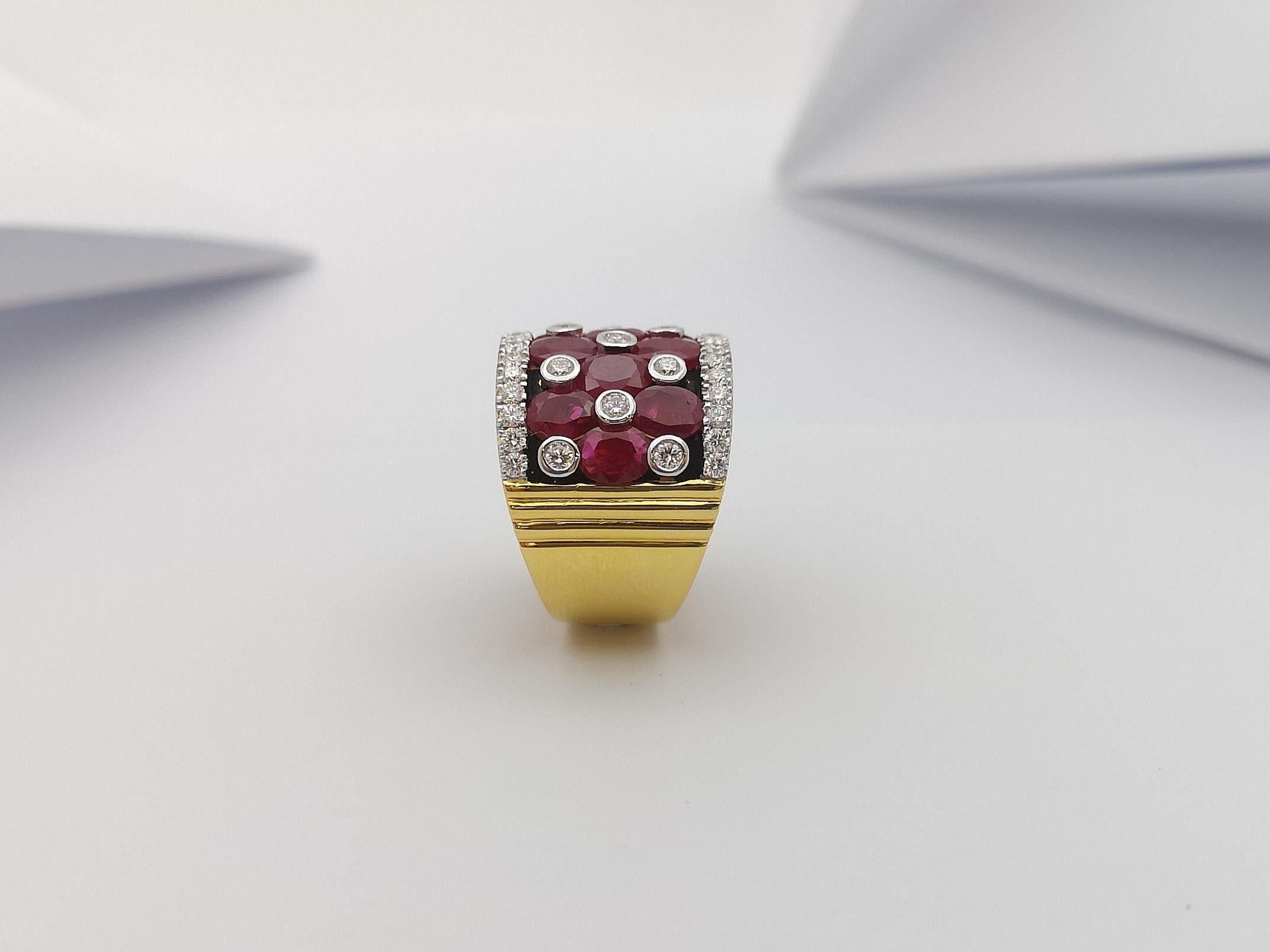 Ruby with Diamond  Ring set in 18 Karat Gold Settings For Sale 11