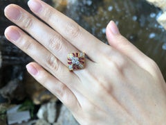 Ruby with Diamond Ring Set in 18 Karat Gold Settings