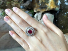 Ruby with Diamond Ring Set in 18 Karat Gold Settings