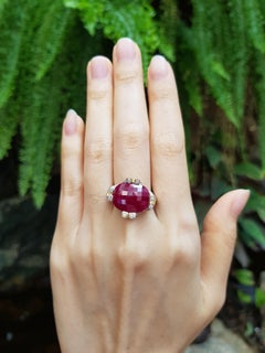 Ruby with Diamond Ring Set in 18 Karat Gold Settings