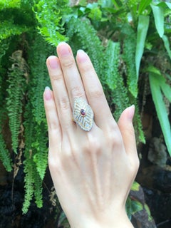 Ruby with Diamond Ring Set in 18 Karat Gold Settings