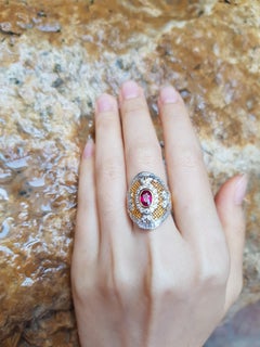 Ruby with Diamond Ring Set in 18 Karat Gold Settings