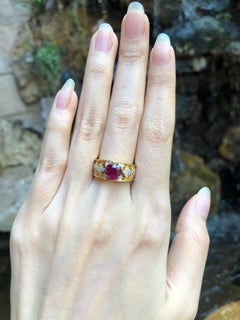 Ruby with Diamond Ring Set in 18 Karat Gold Settings