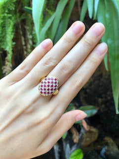 Ruby with Diamond Ring Set in 18 Karat Gold Settings