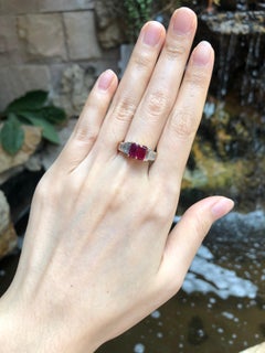 Ruby with Diamond Ring Set in 18 Karat Gold Settings