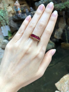 Ruby with Diamond Ring Set in 18 Karat Gold Settings