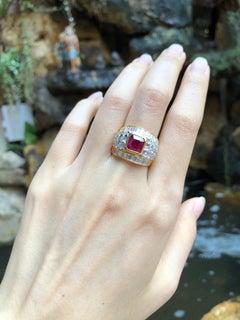 Ruby with Diamond Ring Set in 18 Karat Gold Settings