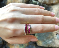 Ruby with Diamond Ring Set in 18 Karat Gold Settings