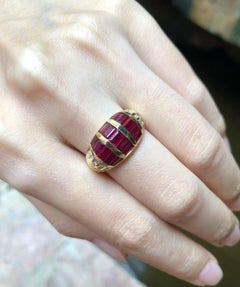 Ruby with Diamond Ring Set in 18 Karat Gold Settings