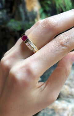 Ruby with Diamond Ring Set in 18 Karat Gold Settings