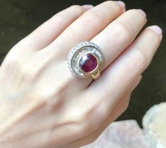 Ruby with Diamond Ring Set in 18 Karat Gold Settings