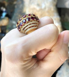 Ruby with Diamond Ring set in 18 Karat Gold Settings