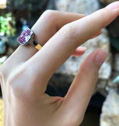 Ruby with Diamond Ring Set in 18 Karat Gold Settings