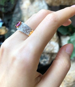 Ruby with Diamond Ring Set in 18 Karat Gold Settings