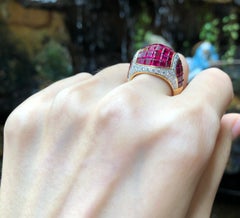 Ruby with Diamond Ring set in 18 Karat Gold Settings