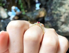 Ruby with Diamond Ring Set in 18 Karat Gold Settings