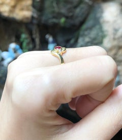 Ruby with Diamond Ring Set in 18 Karat Gold Settings