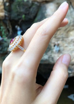 Ruby with Diamond Ring Set in 18 Karat Gold Settings
