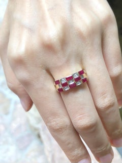 Ruby with Diamond Ring Set in 18 Karat Gold Settings