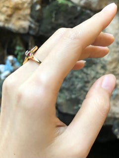 Ruby with Diamond Ring Set in 18 Karat Gold Settings